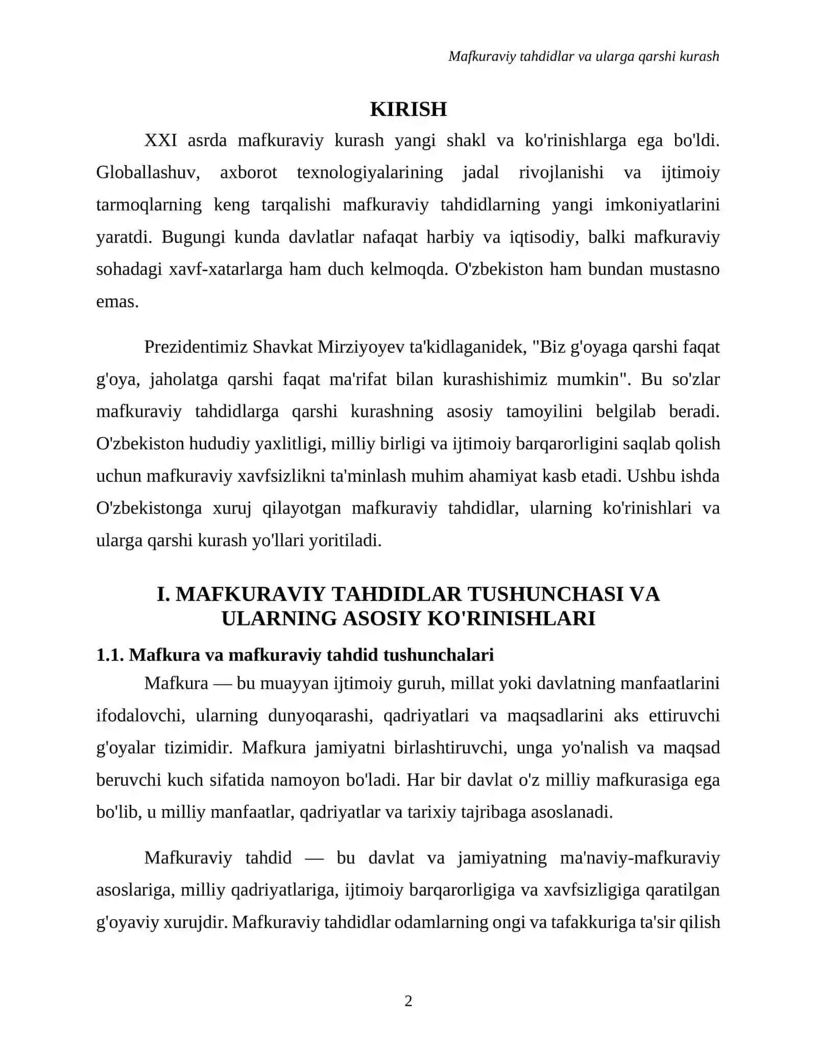 Mafkuraviy tahdidlar va ularga qarshi kurash 2