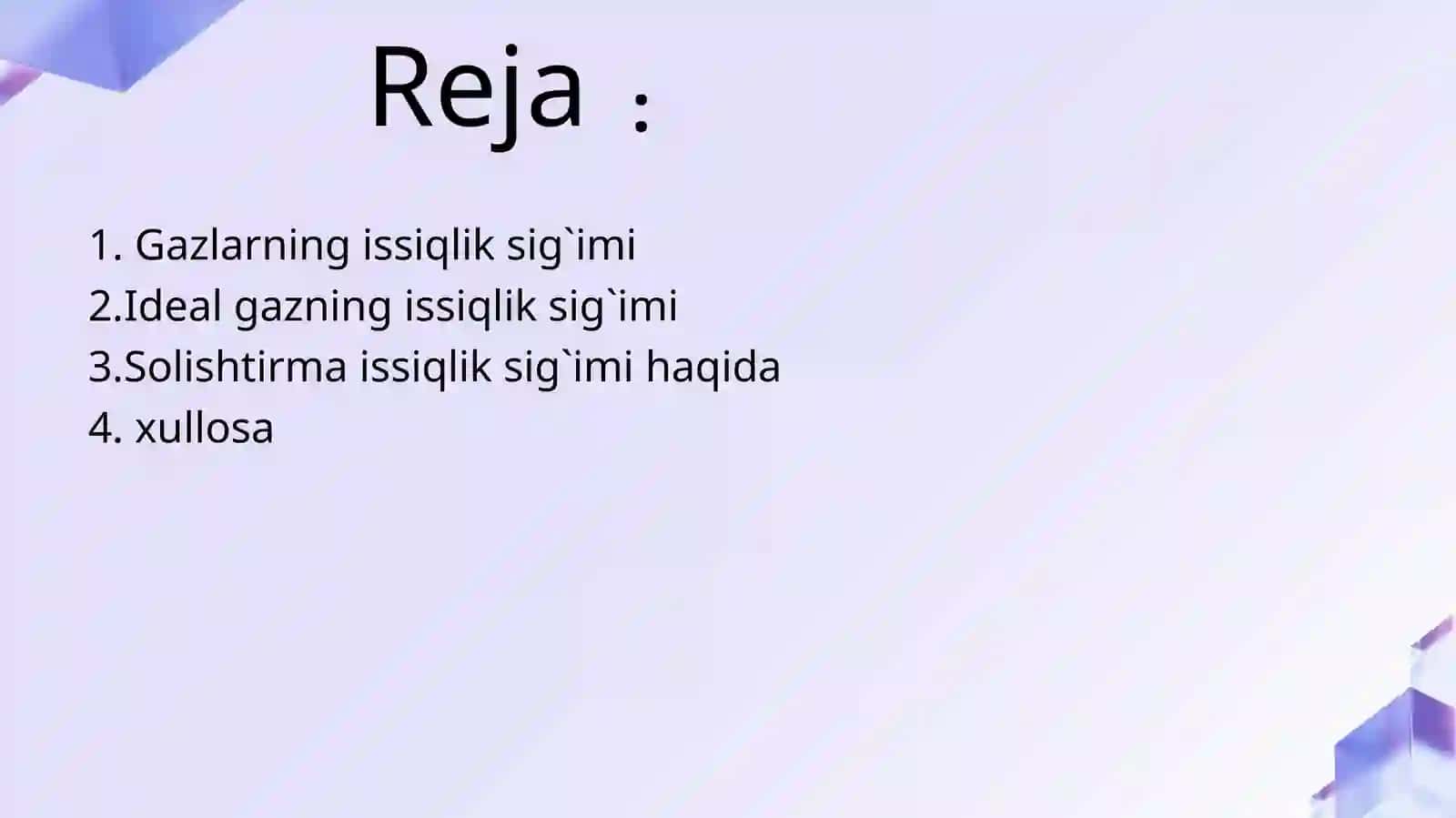 Gazlarning issiqlik sig`imi 2