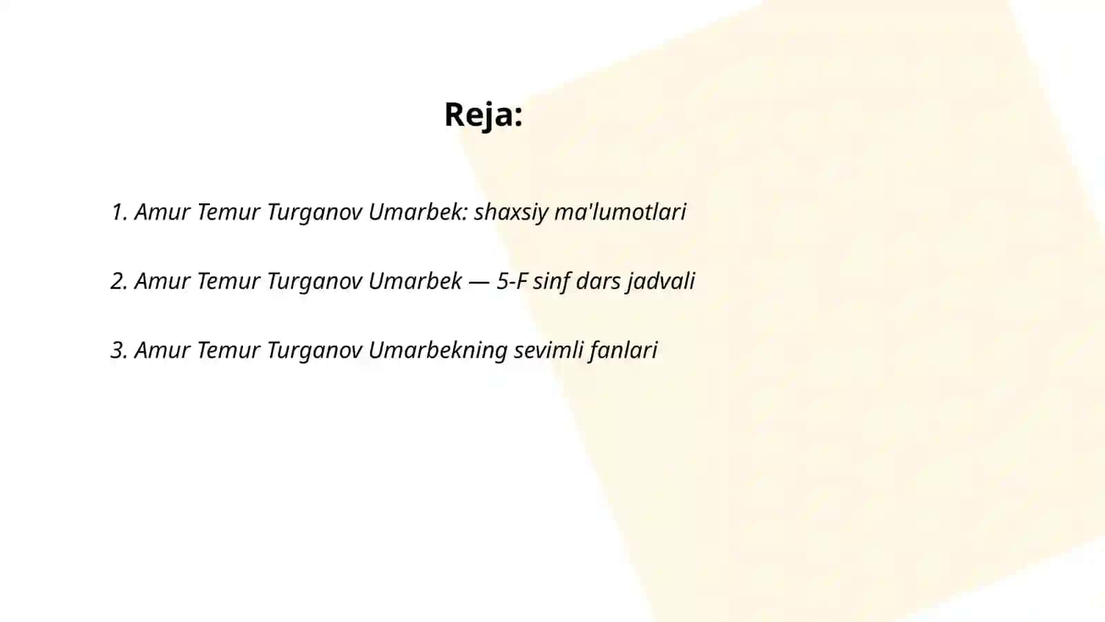 Amur Temur Turganov Umarbek: shaxsiy ma'lumotlari 2