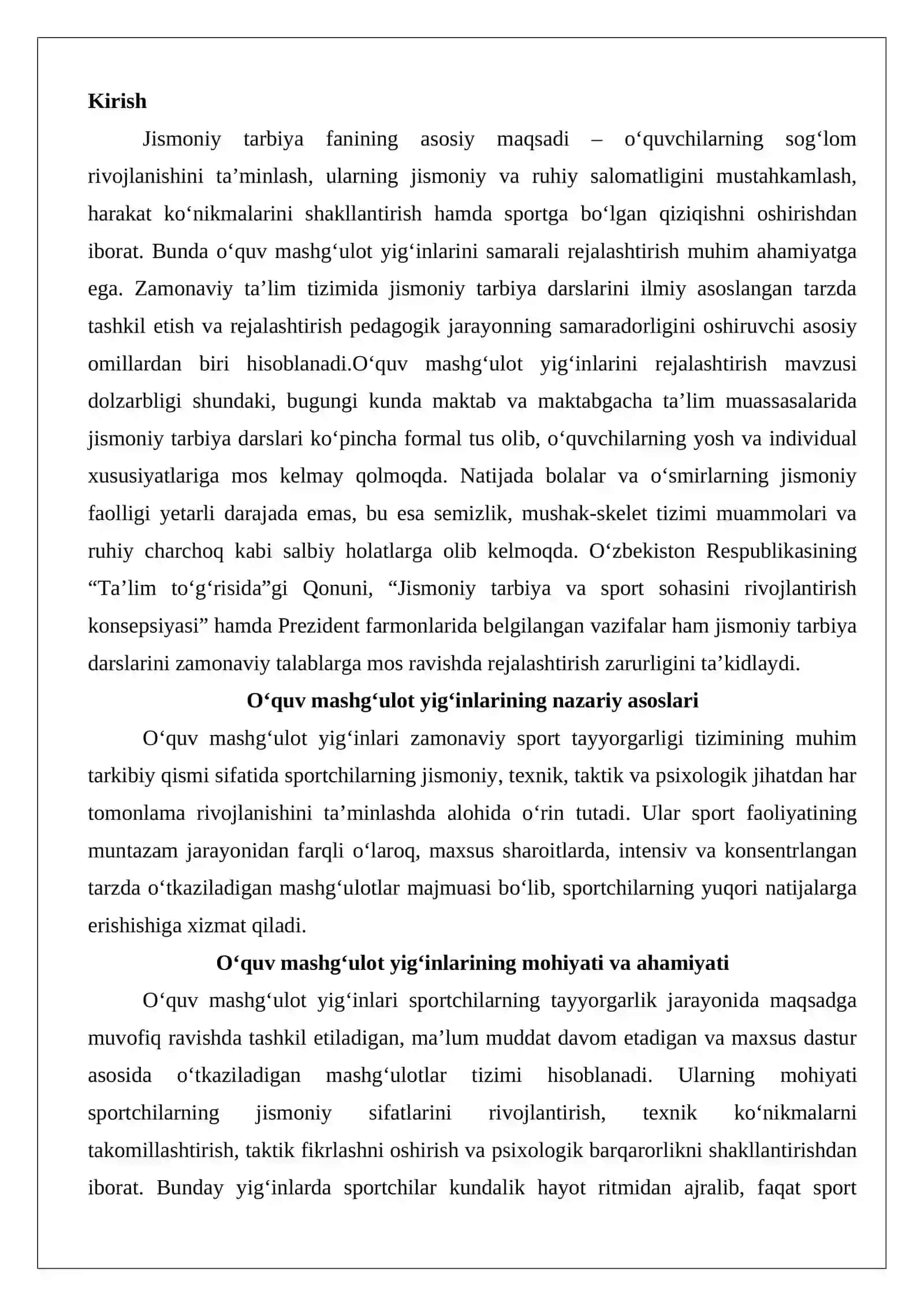 O‘quv mashg‘ulot yig‘inlarini rejalashtirish 2