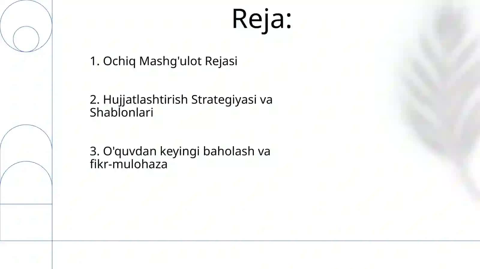 Ochiq Mashg'ulot Rejasi 2