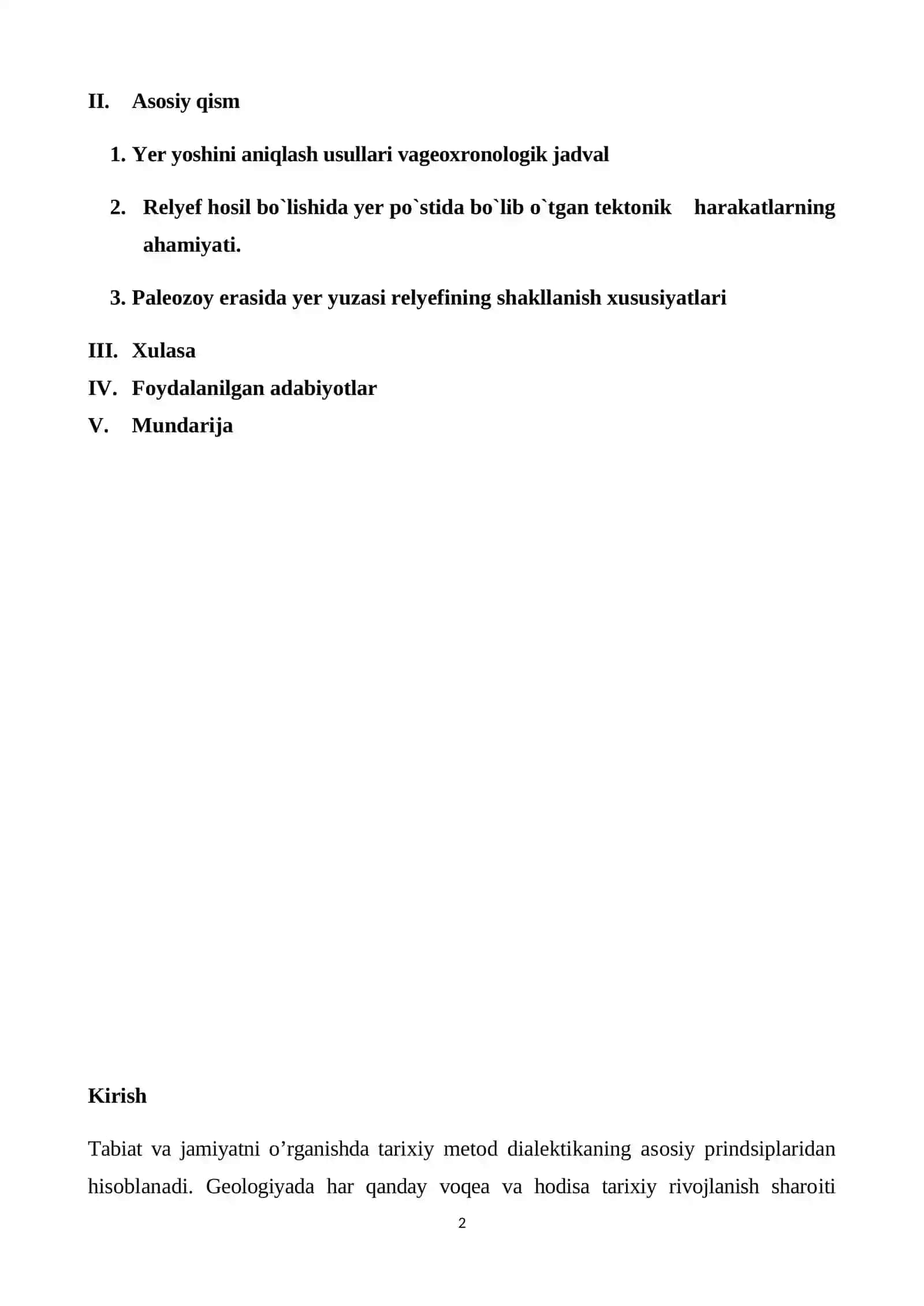 Umumiy yer bilimi fanidan kurs ishi 2