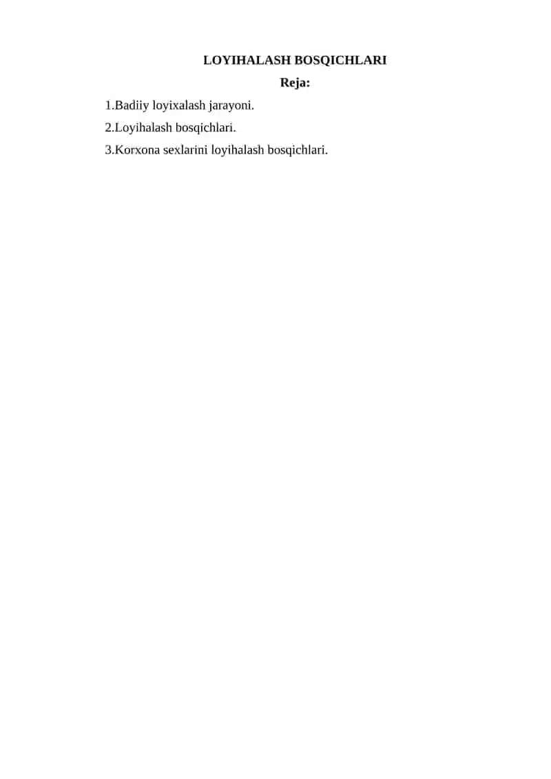 MASHINASOZLIKDA LOYIHALASH BOSQICHLARI 2