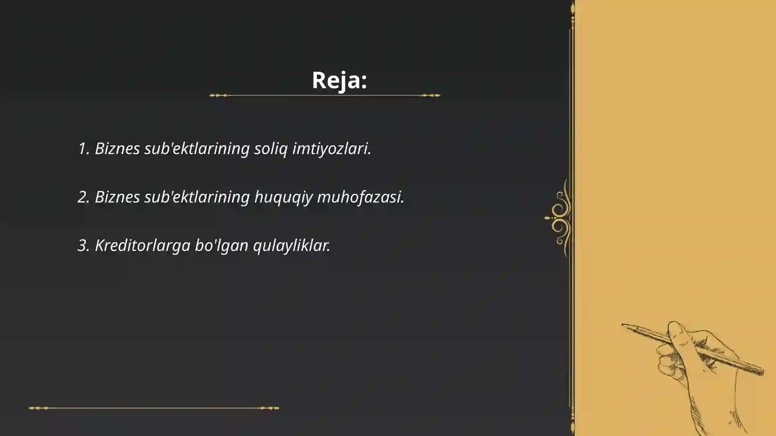 Biznes sub'ektlarining manfaatli tomonlari 2
