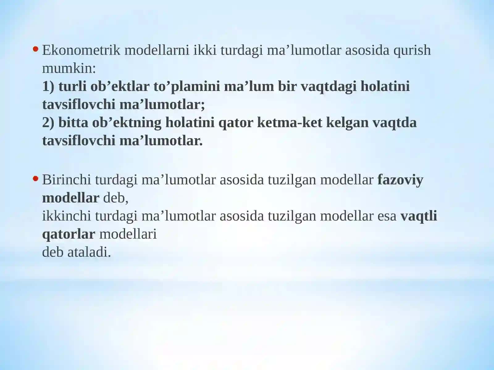 Vaqtli qatorlar 2