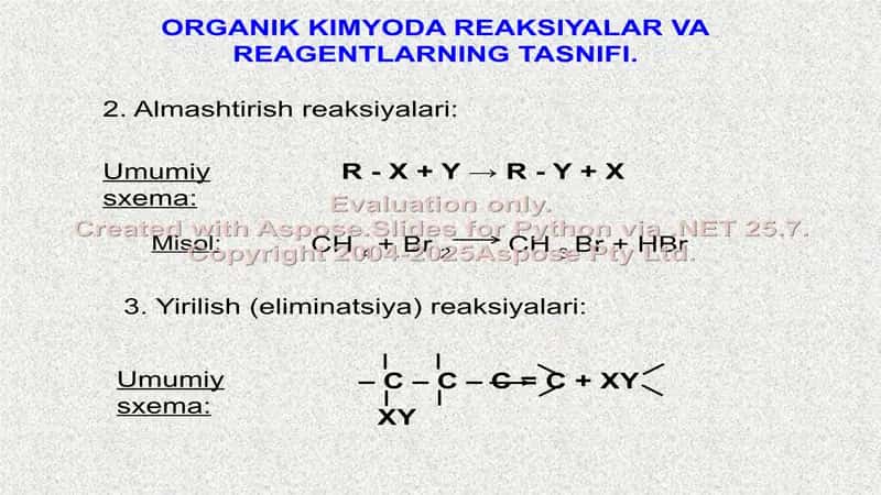 Organik kimyoda reaksiyalar va reagentlarning tasnifi 2