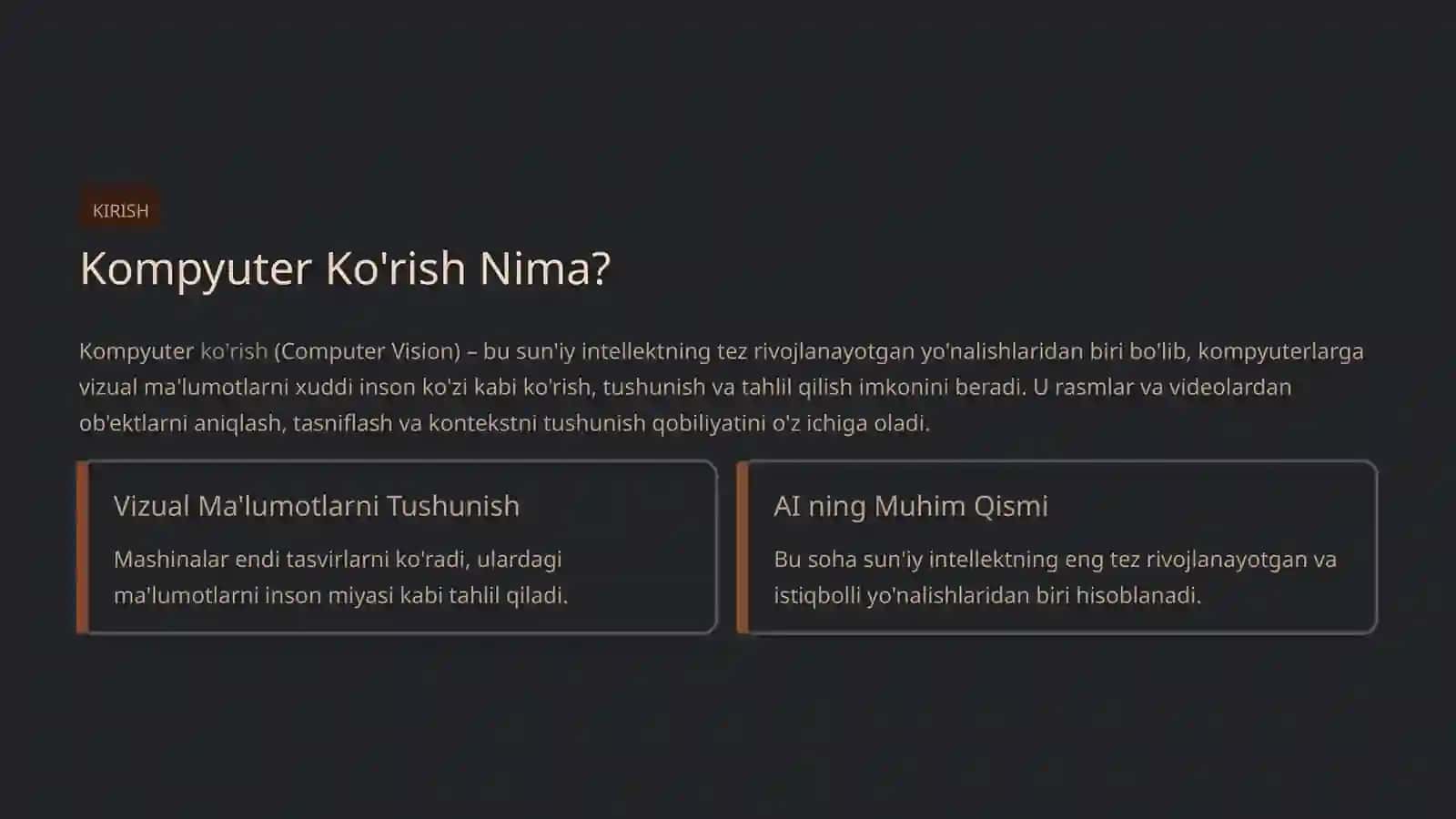 Sun'iy Intellekt va Kompyuter Ko'rish Texnologiyasi 2
