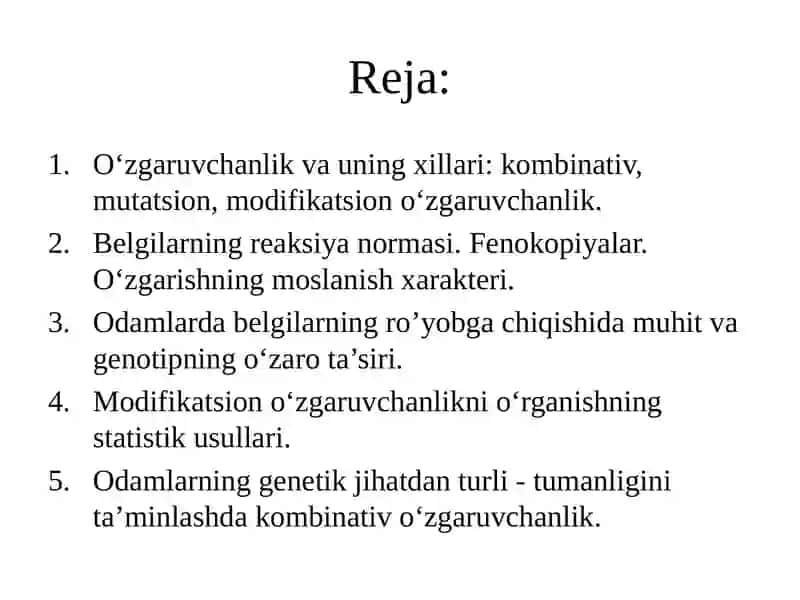 O‘zgaruvchanlik va uning xillari 2
