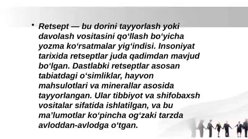 Retsept tarixi. Dorivor o’simliklari 2