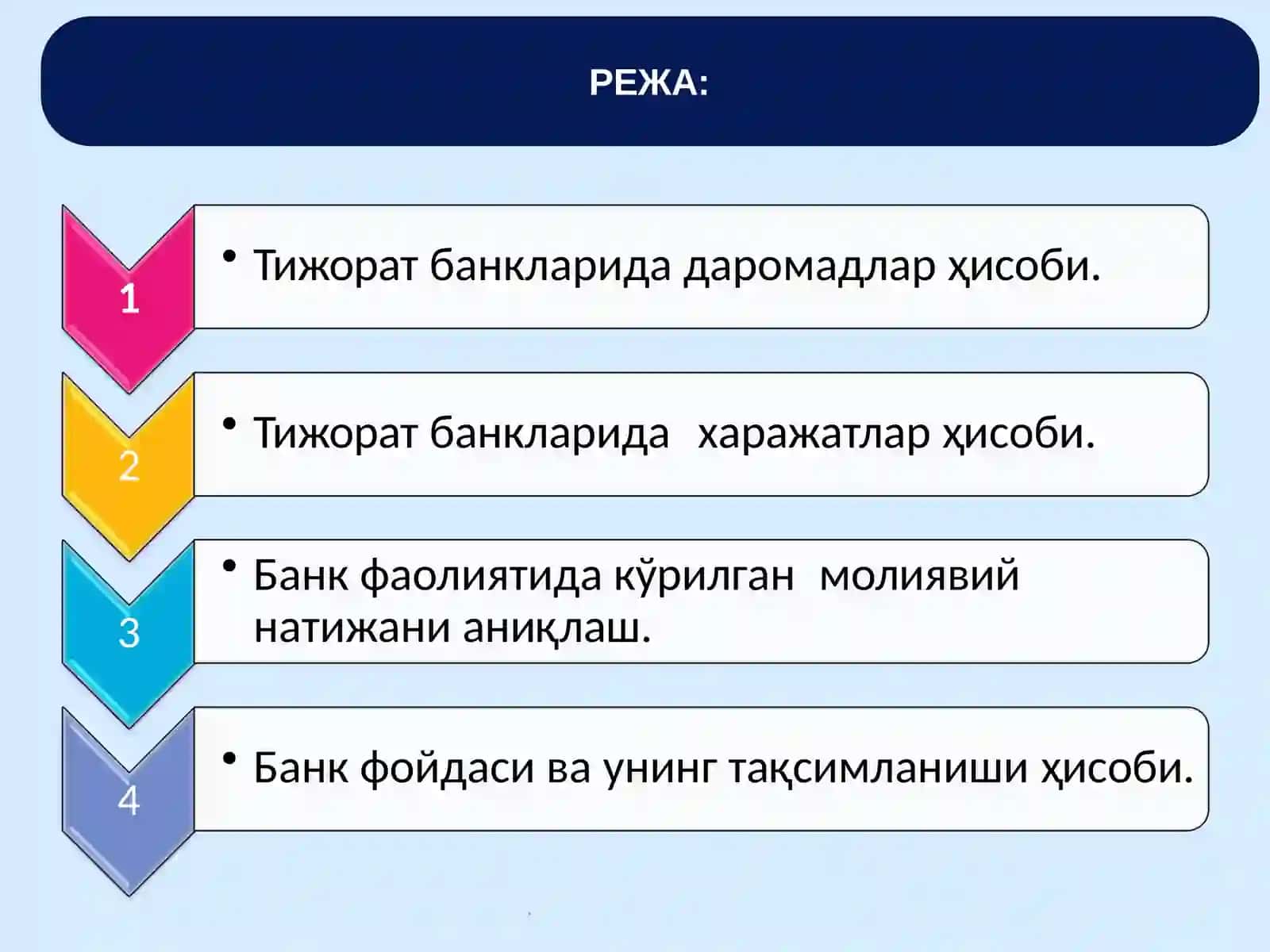 Bank daromadlari va xarajatlari hisobi 2
