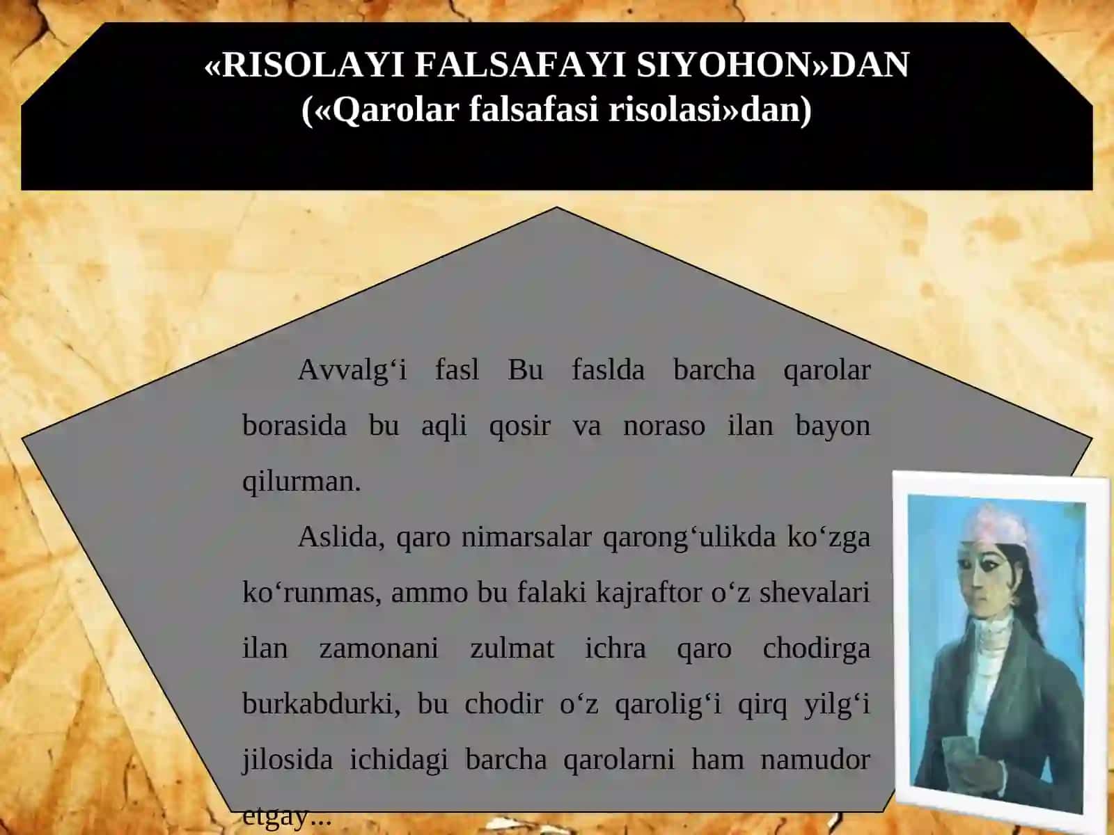 «RISOLAYI FALSAFAYI SIYOHON»DAN 2