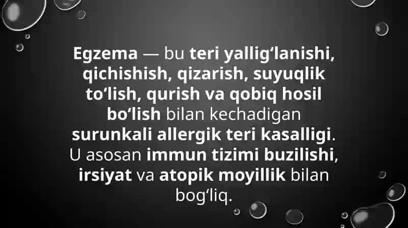 Dermatologiya fanidan egzema 2