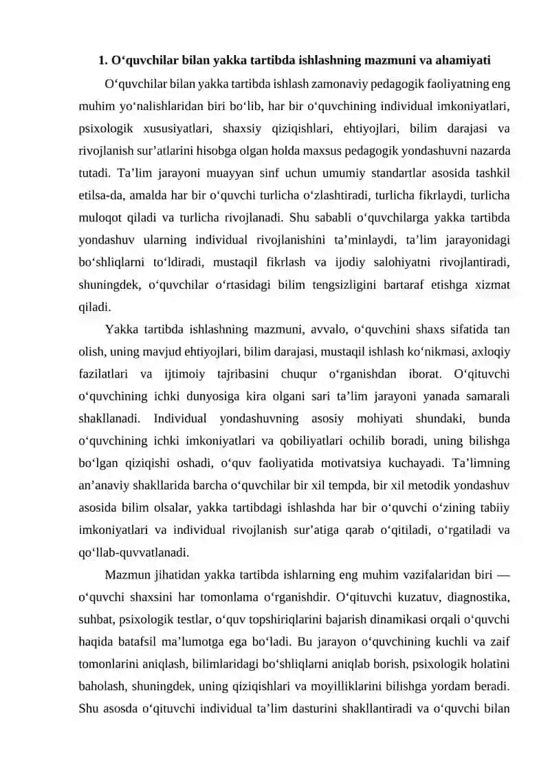 O‘quvchilar bilan yakka tartibda ishlar olib borish 2