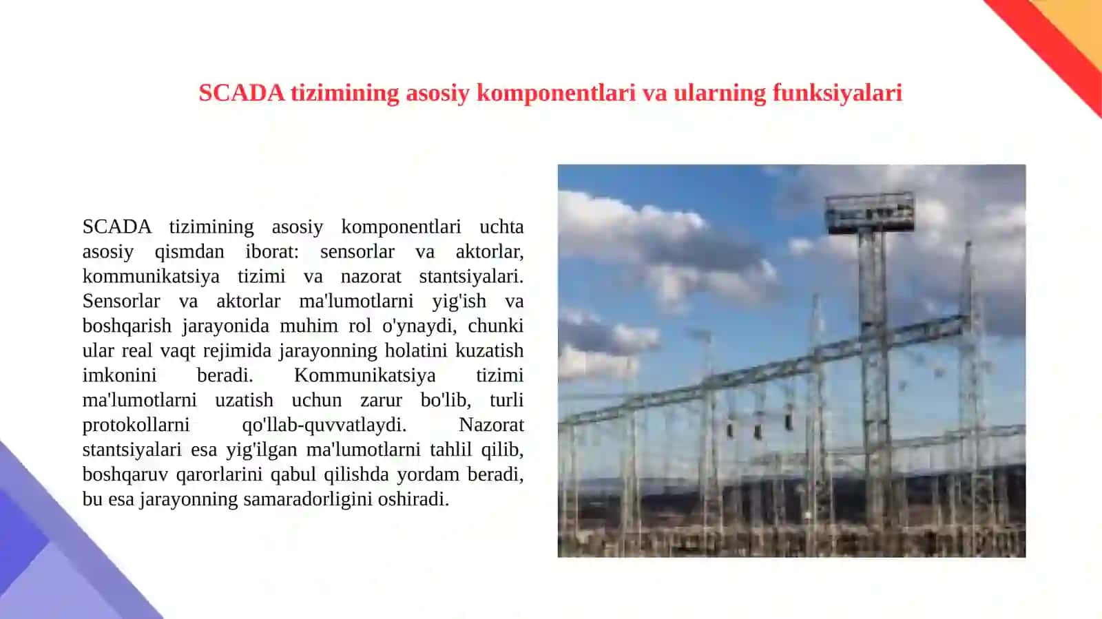 SCADA sistemasida podstansiyaning boshqaruvini tad 2