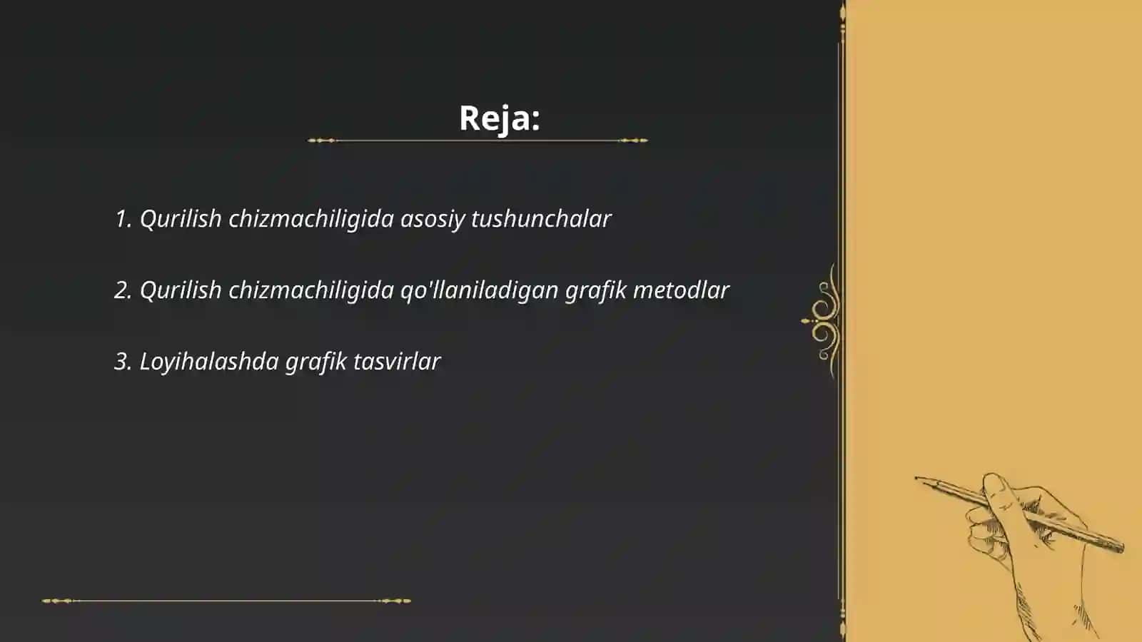 Qurilish chizmachiligidan grafik ishlar mazmuni 2
