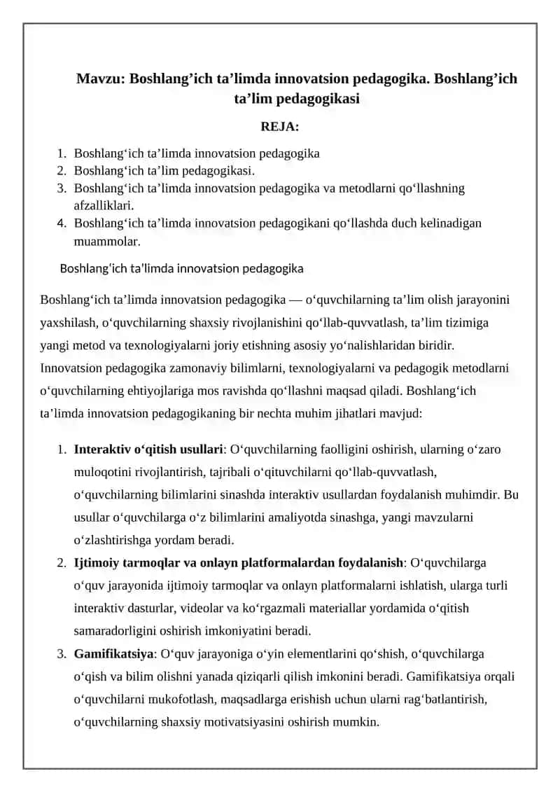 Boshlang’ich ta’limda innovatsion pedagogika 2