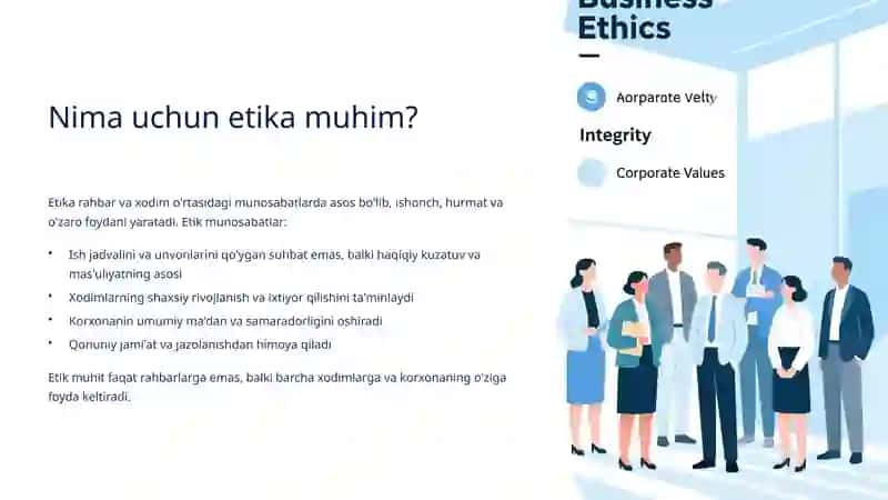 Rahbar va xodim o'rtasidagi munosabatlarda etika masalalari 2
