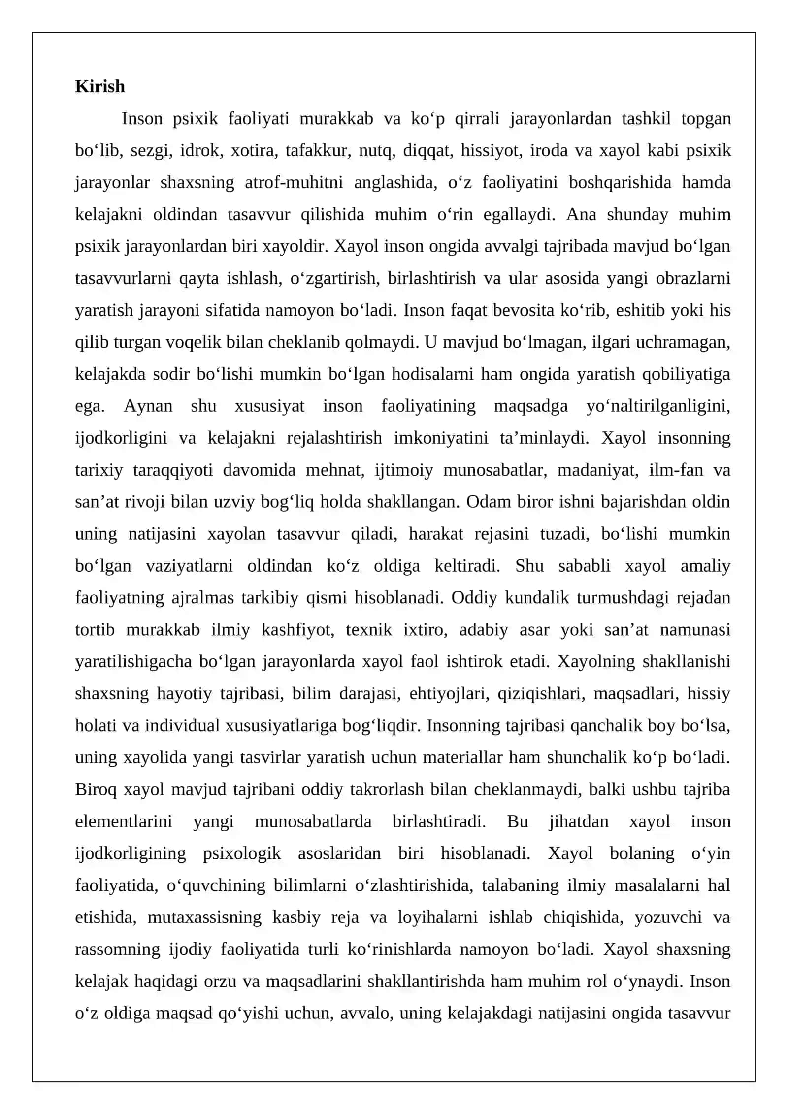 Xayol haqida umumiy tushuncha 2