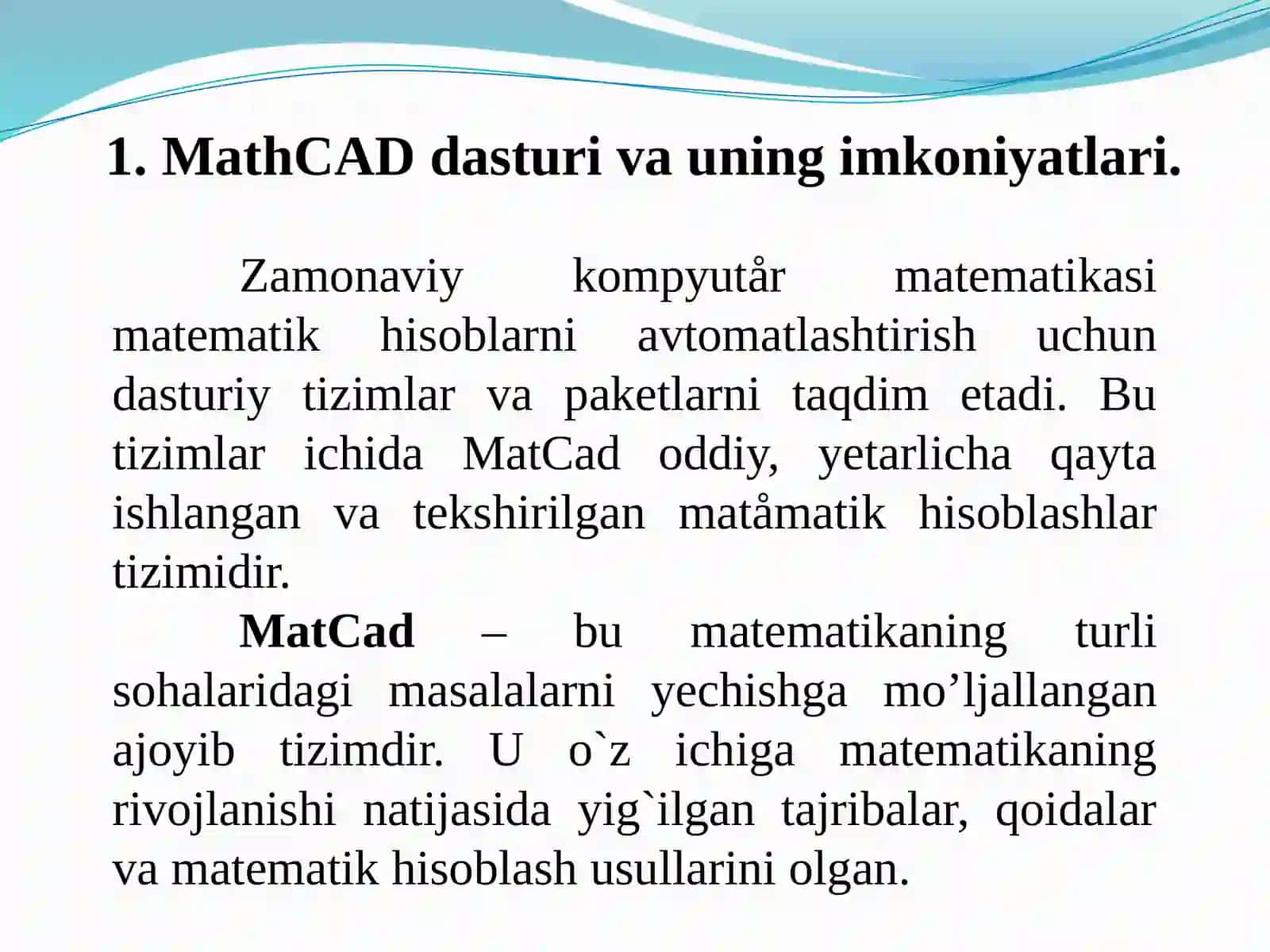 MathCAD dasturi 2