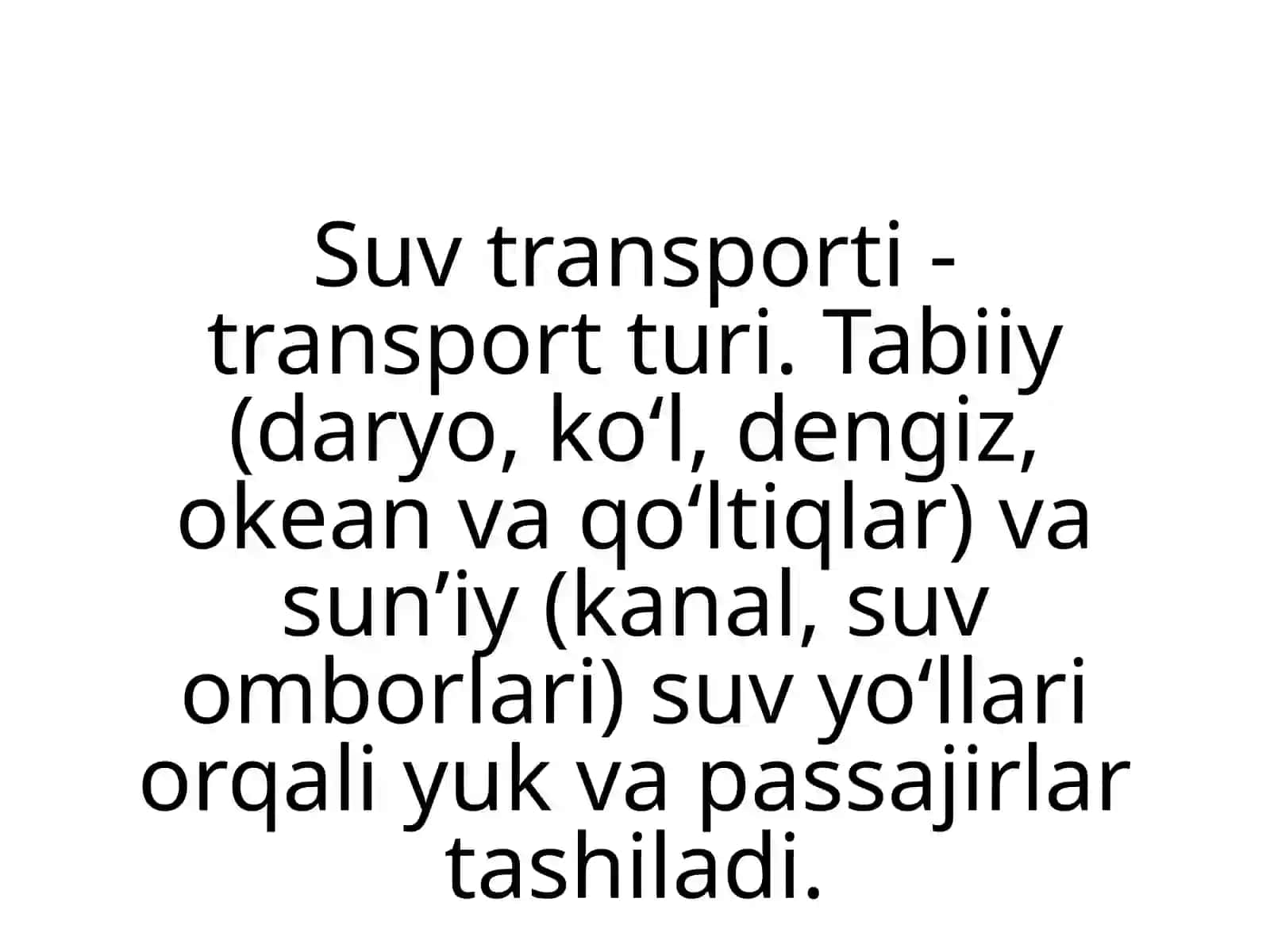 Suv transporti hududi rivojlanishi 2