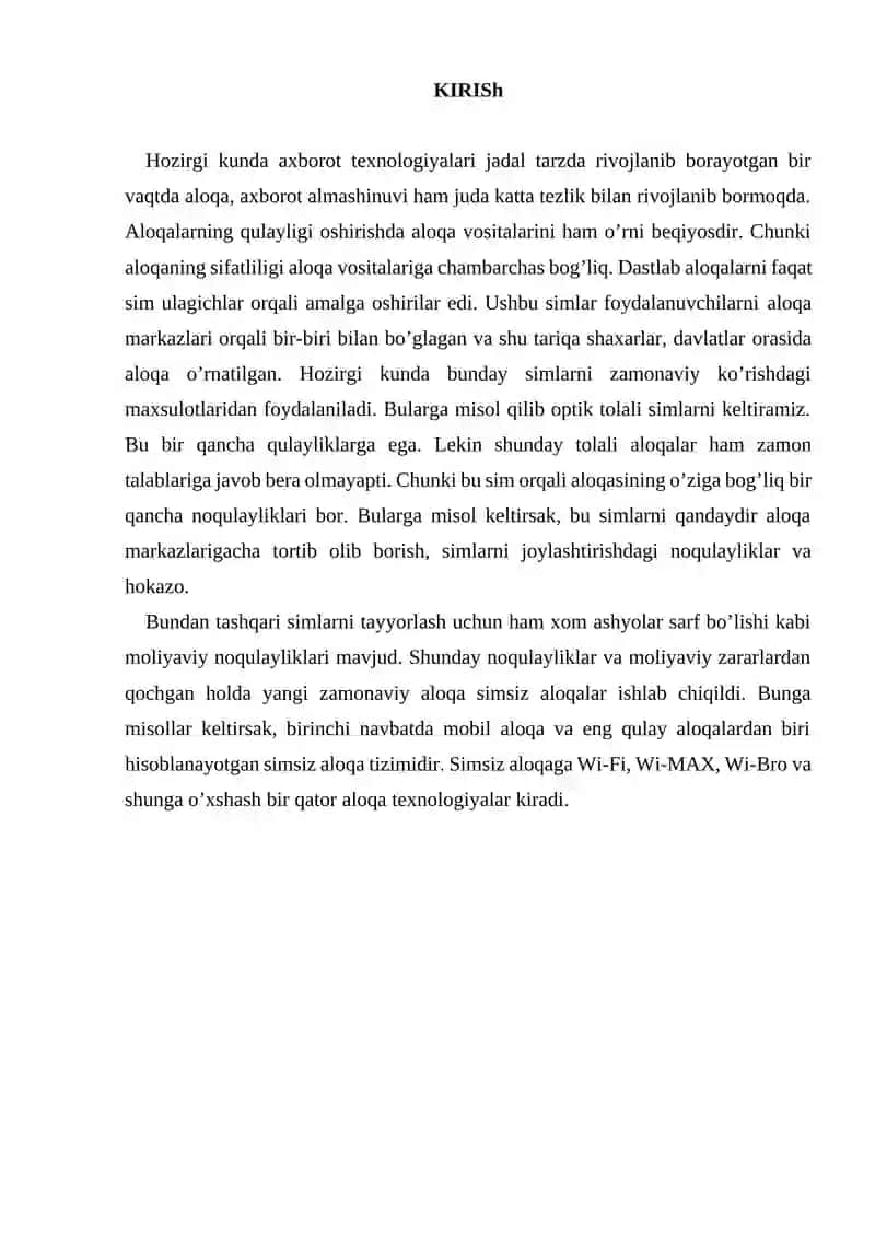 Simsiz texnologiyalar.Simsiz kompyuter tarmoqlari 2