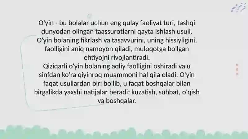 METODYOKI DIDAKTIK O'YIN JIHOZLARI 2