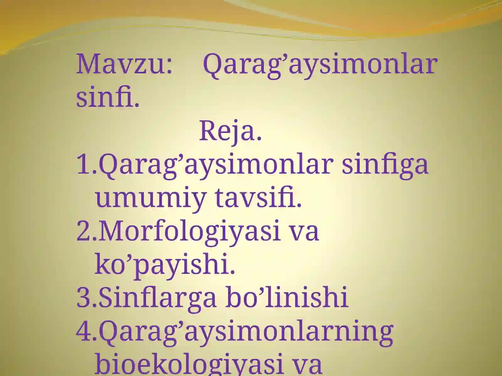 Qarag’aysimonlar sinfi 2