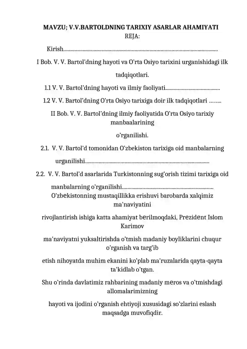 V.V.BARTOLDNING TARIXIY ASARLAR AHAMIYATI 2