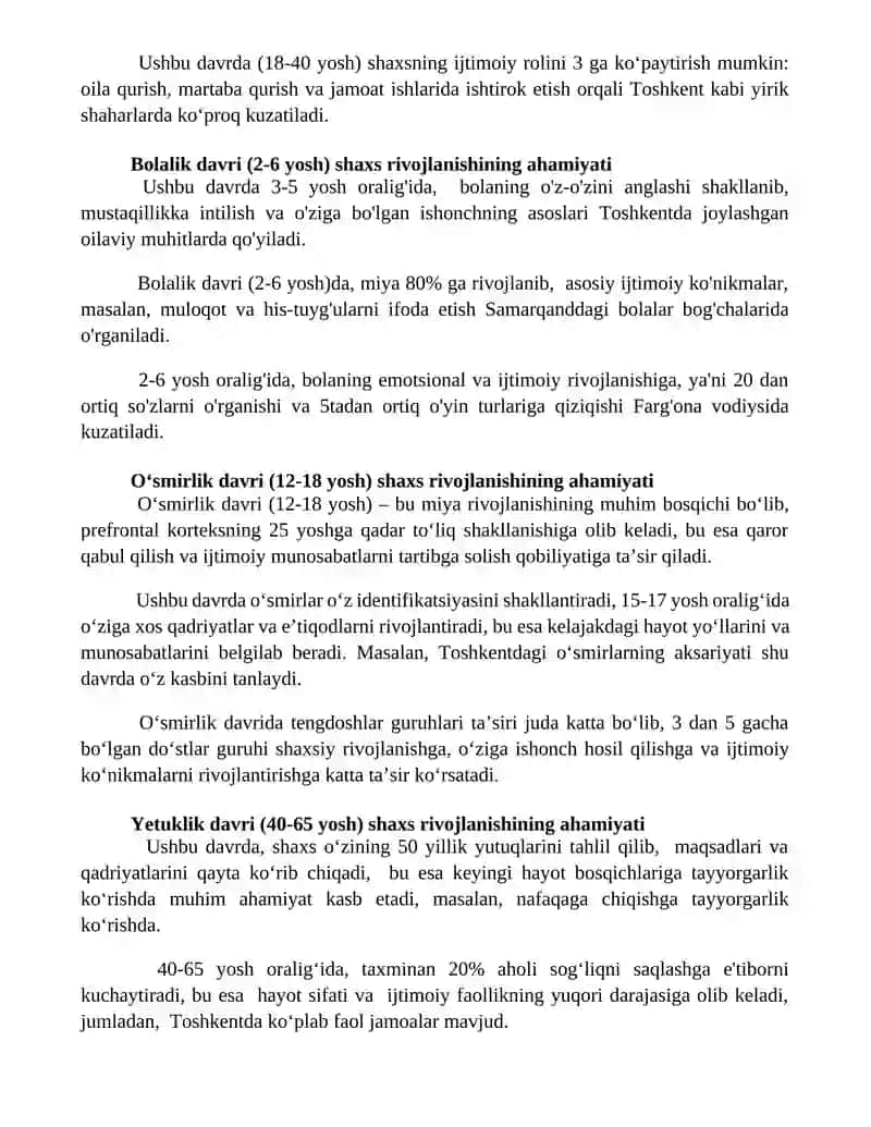 Shaxsiyat rivojlanishi 2