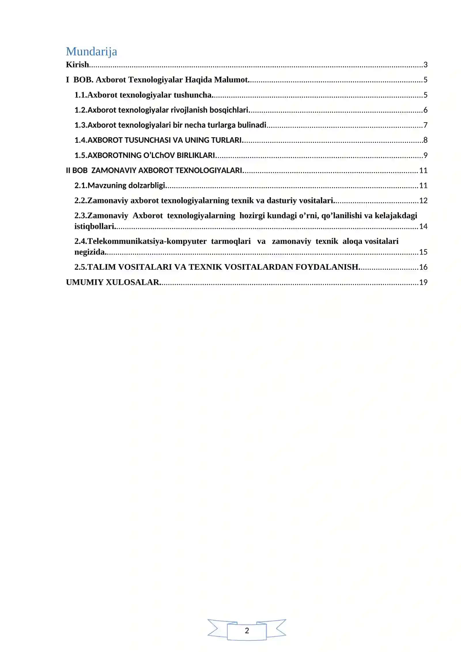 "Zamonaviy Axborot Texnologiyalar" 2
