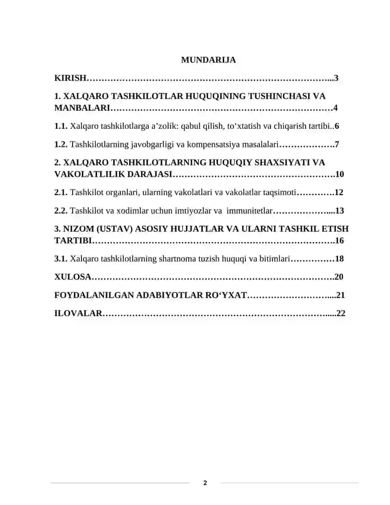 XALQARO TASHKILOTLAR HUQUQI 2