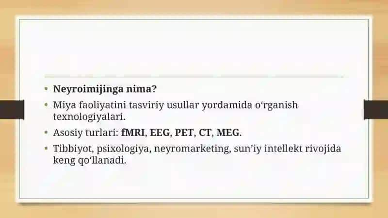 Neyroimijing texnologiyalari 2