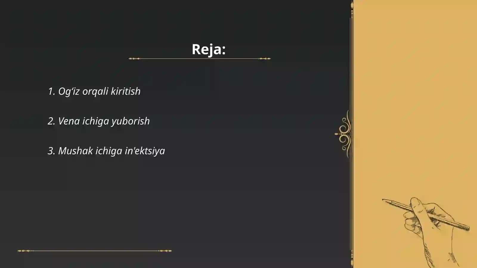 Dori vositalarini organizmga kiritish usullari 2