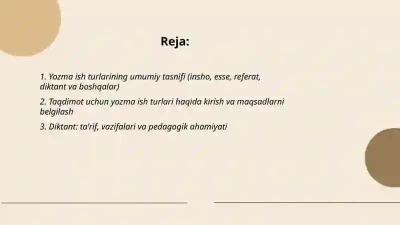 Yozma ish turlari boʻyicha taqdimot tayyorlash 2