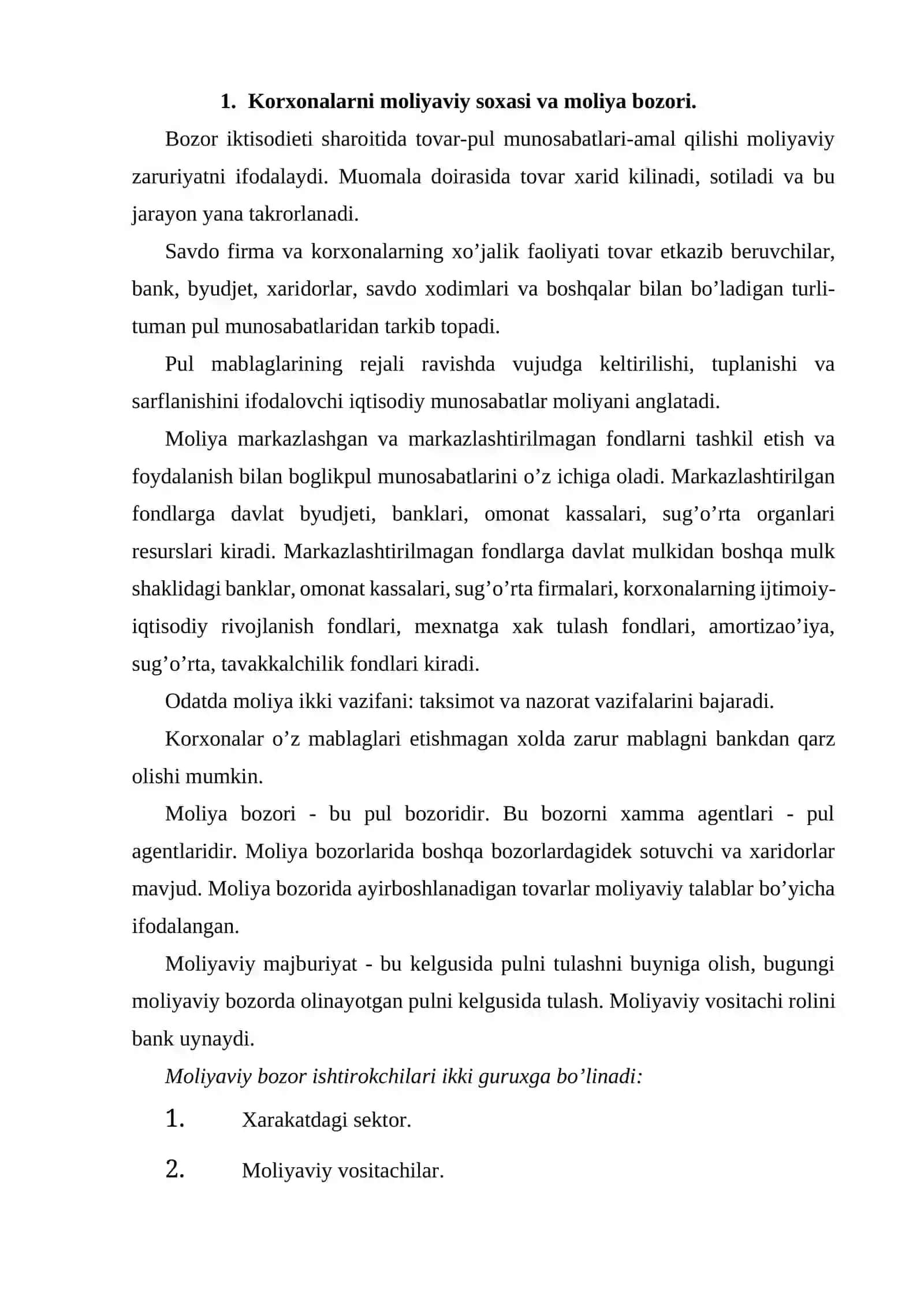 Korxonaning moliyaviy ahvolini baholash 2