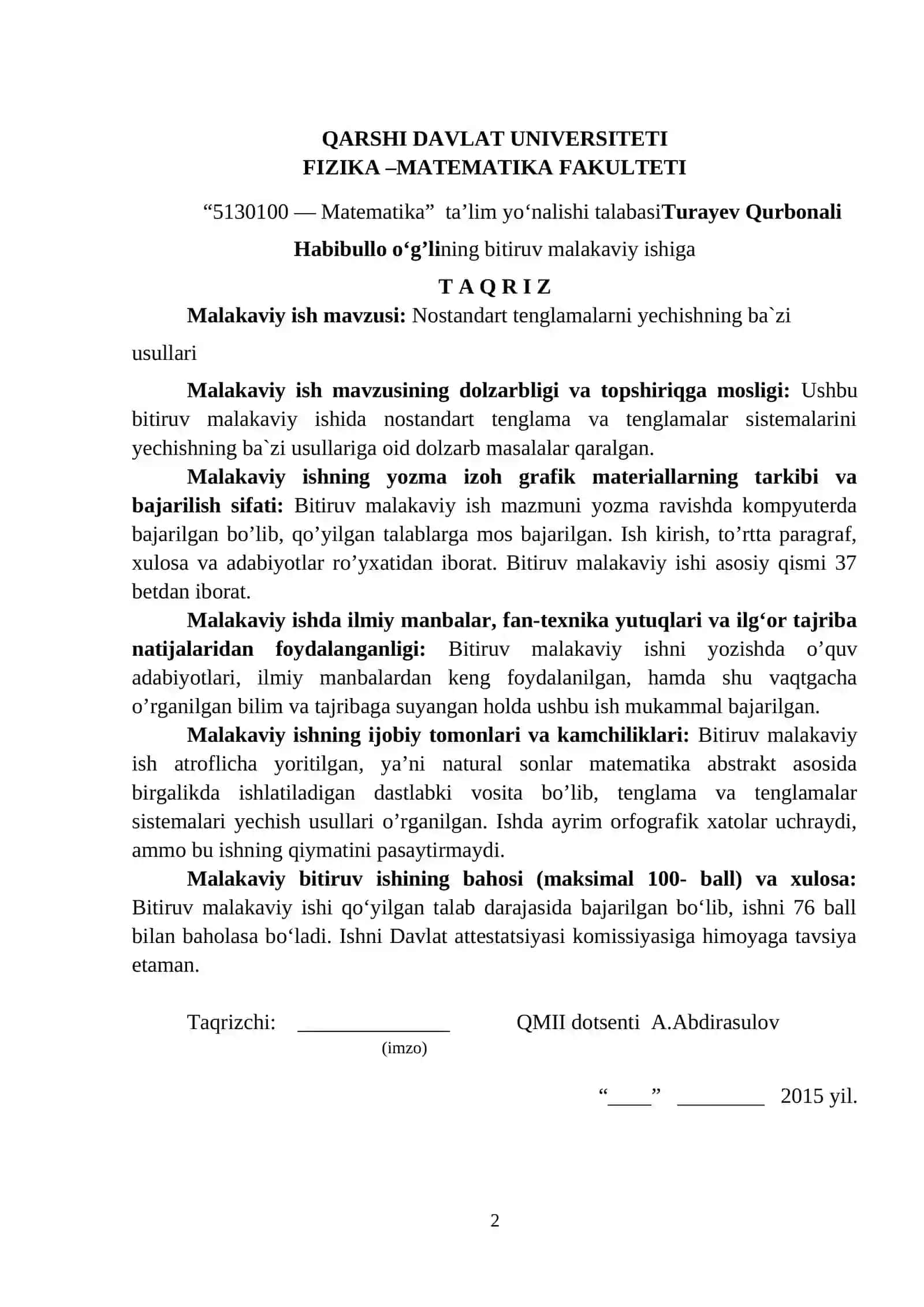 Nostandart tenglamalarni yechishning ba`zi usullari 2