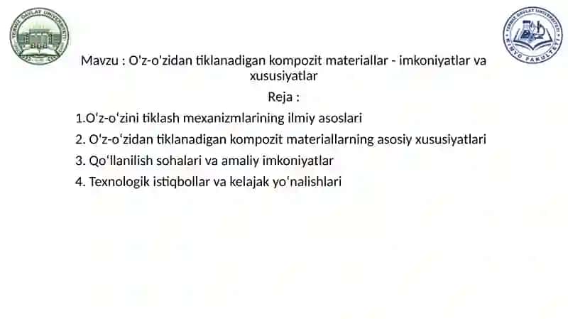 O'z-o'zidan tiklanadigan kompozit materiallar 2