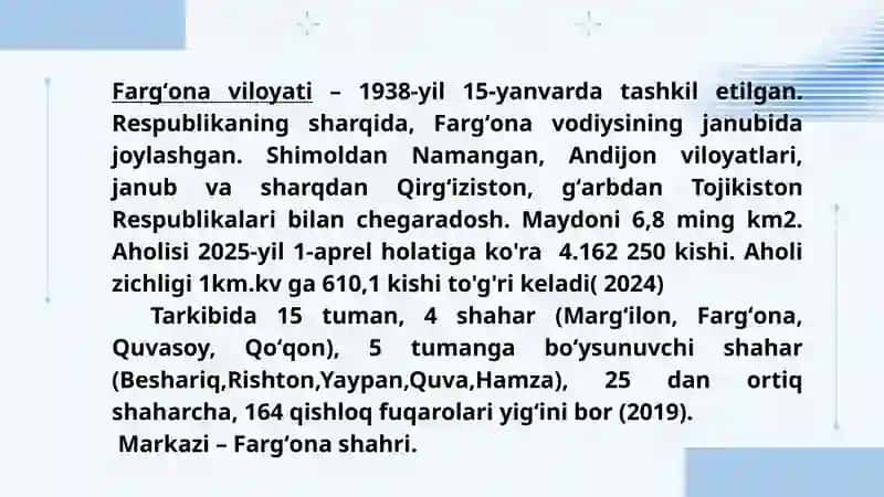 Farg'ona viloyati haqida 2