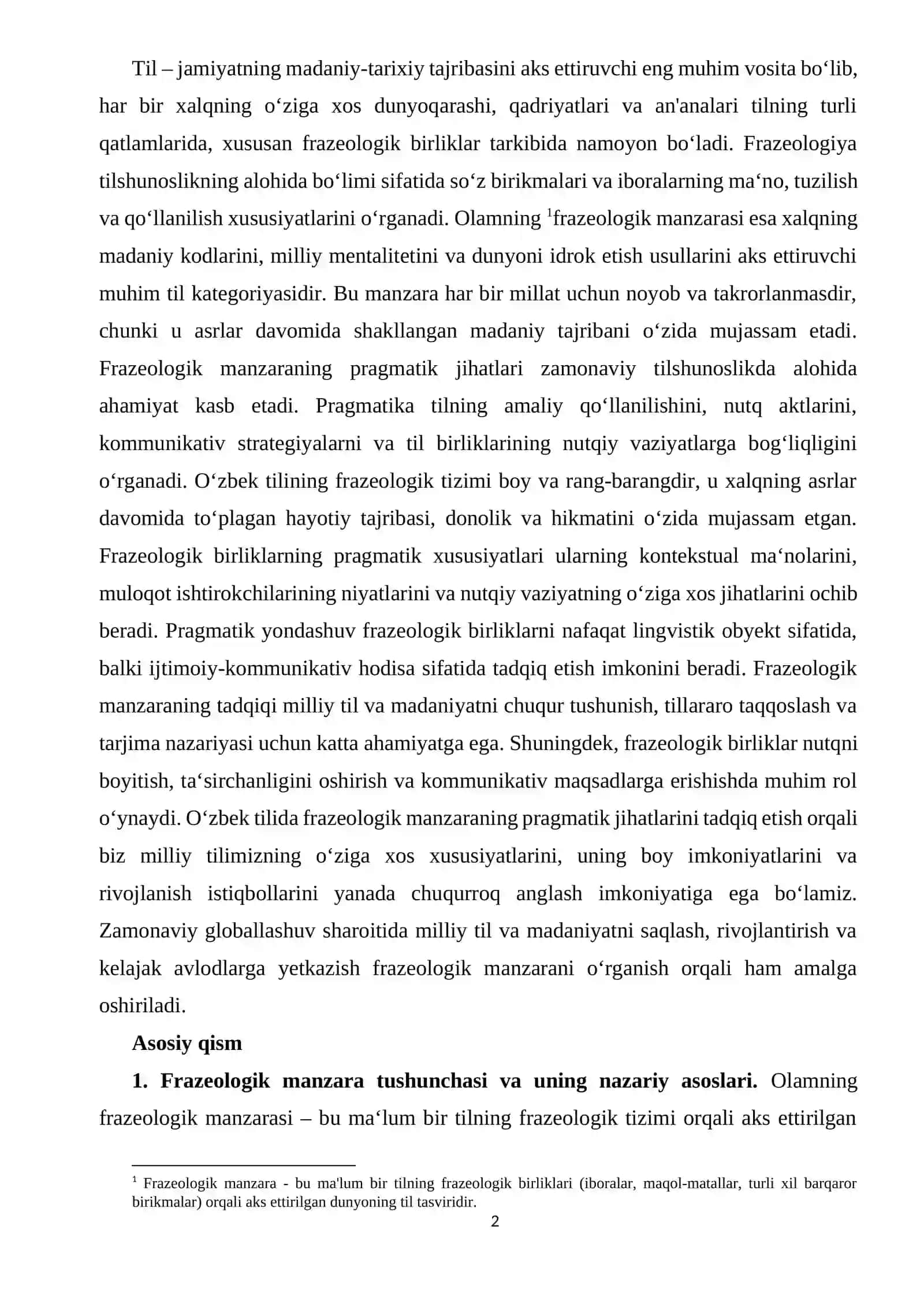 O‘zbek tilida olamning frazeologik manzarasining pragmatikasi 2