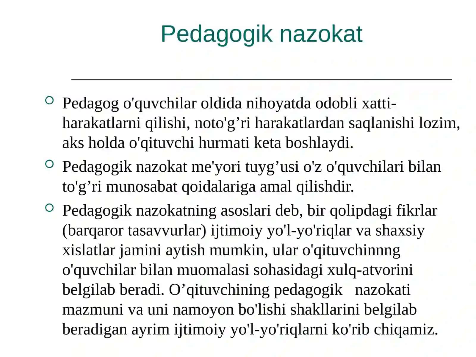 PEDAGOGIK NAZOKATNING MOHIYATI VA MAZMUNI 2
