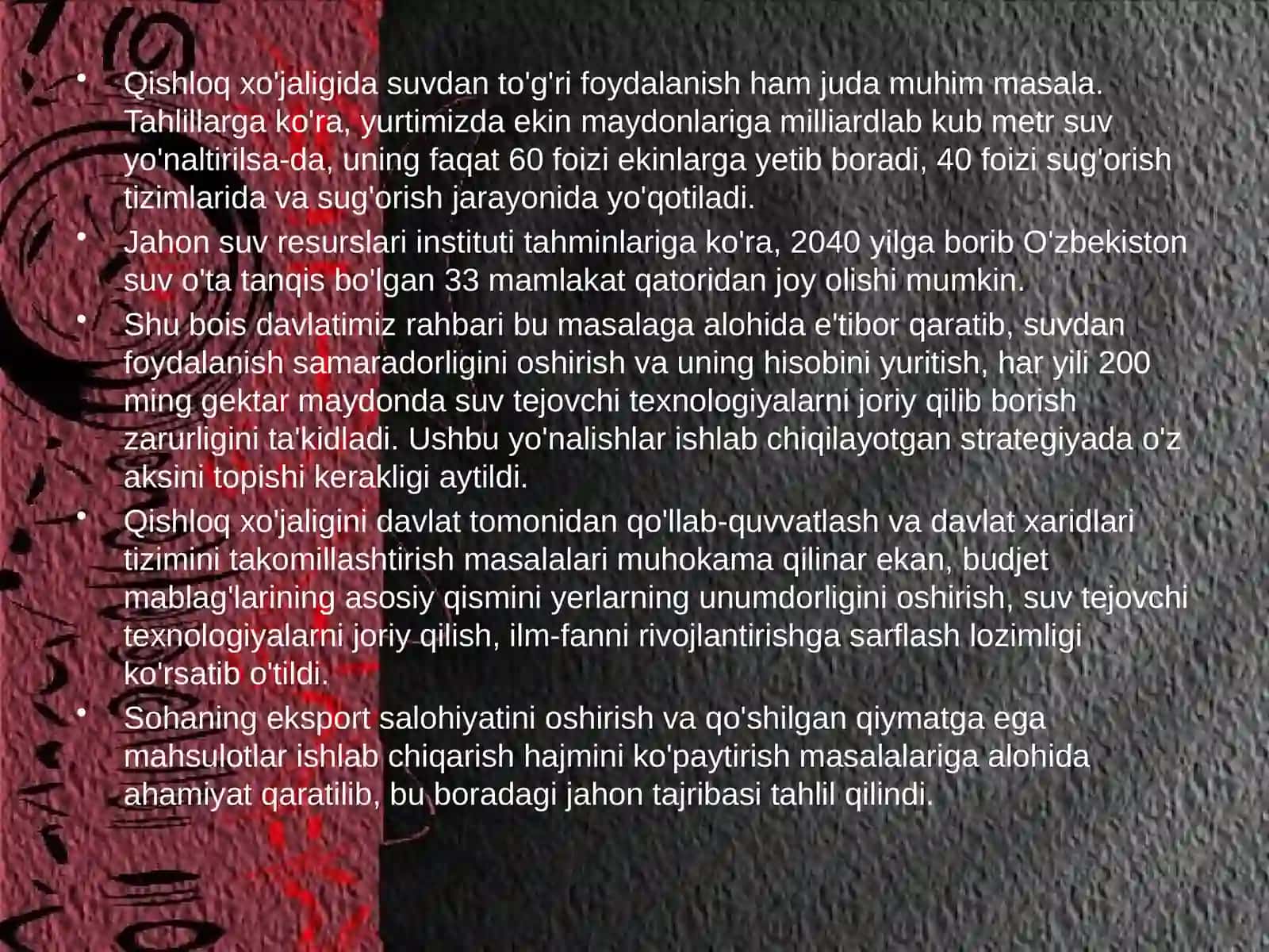 Qishloq xo'jaligida suvdan foydalanish 2