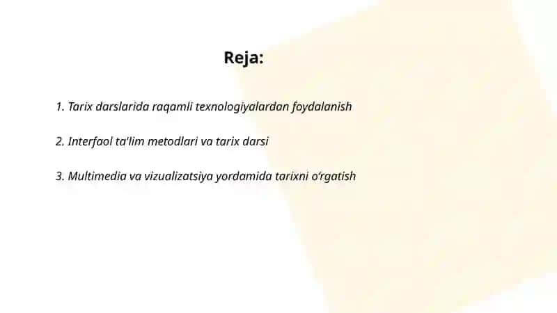 Tarix darslarining zamonaviyligi 2