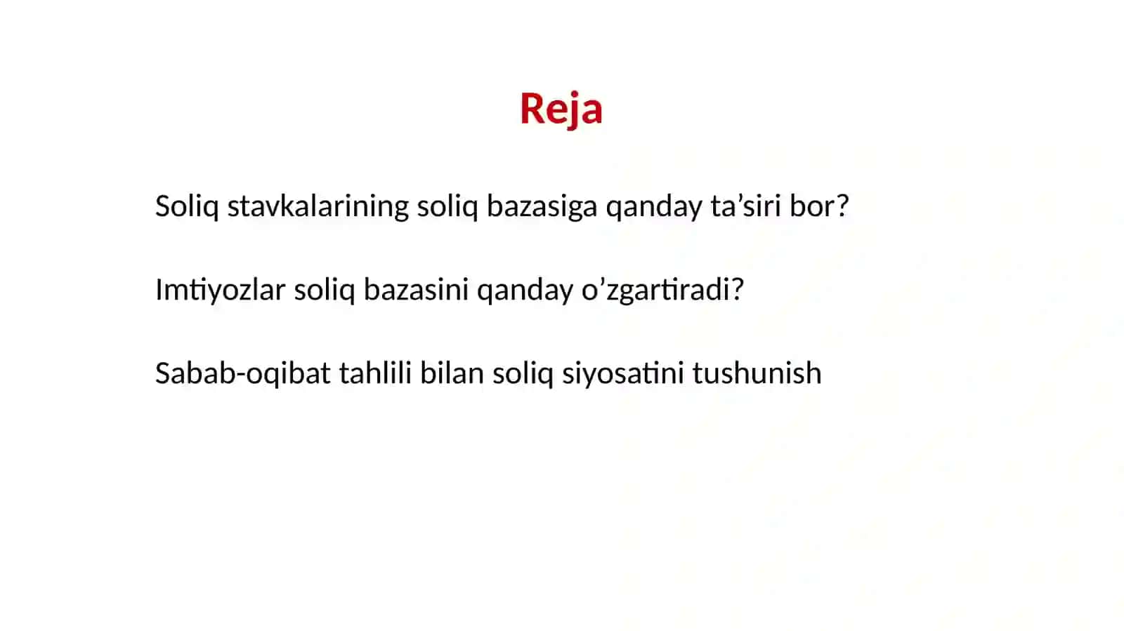 Soliq stavkalari va imtiyozlarining soliq bazasiga ta’siri sabab-oqibat tahlili 2
