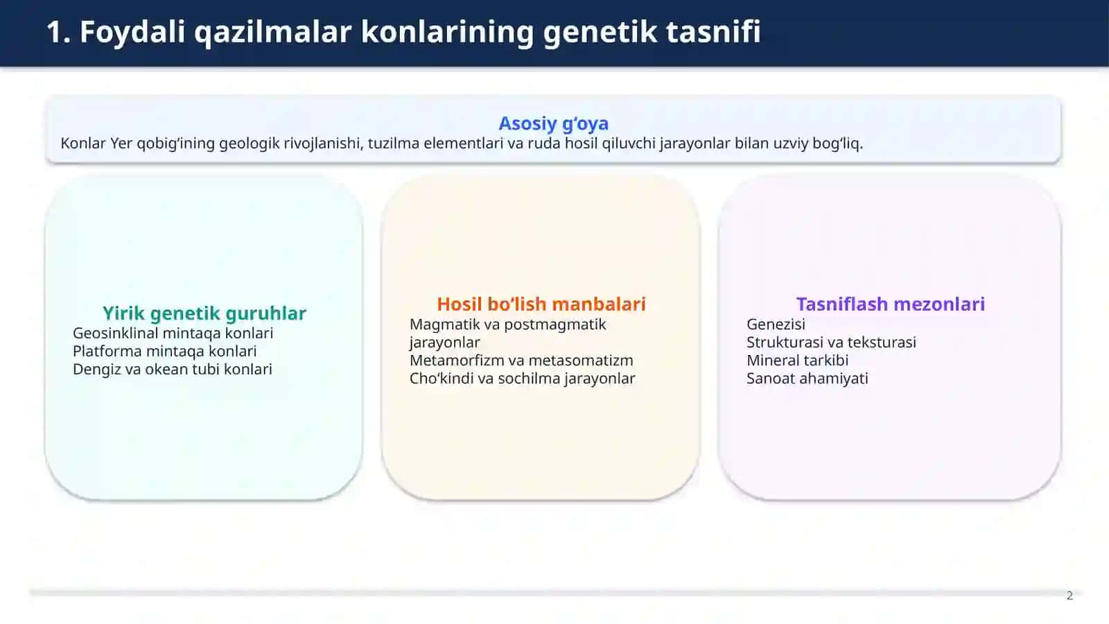 Foydali qazilmalar konlarining genetik tasnifi 2