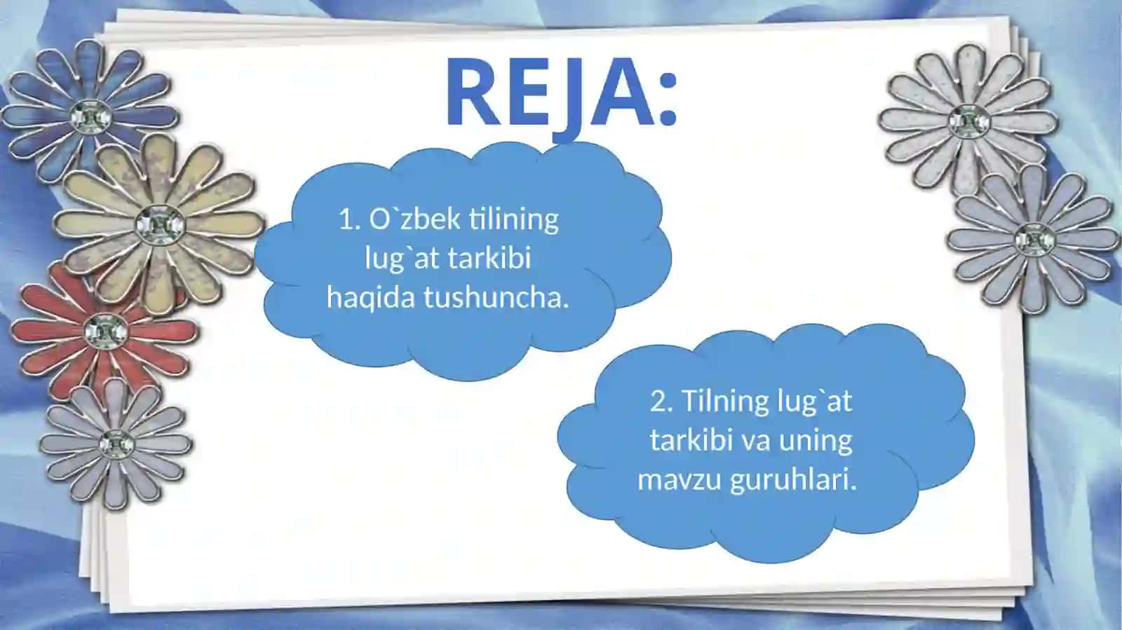 O`zbek  tilining  lug`at tarkibi  va  uning  mavzu  guruhlari 2
