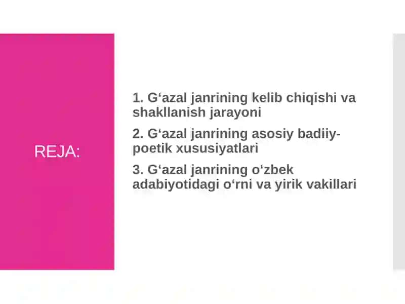 Gʻazal janri xususiyatlari 2
