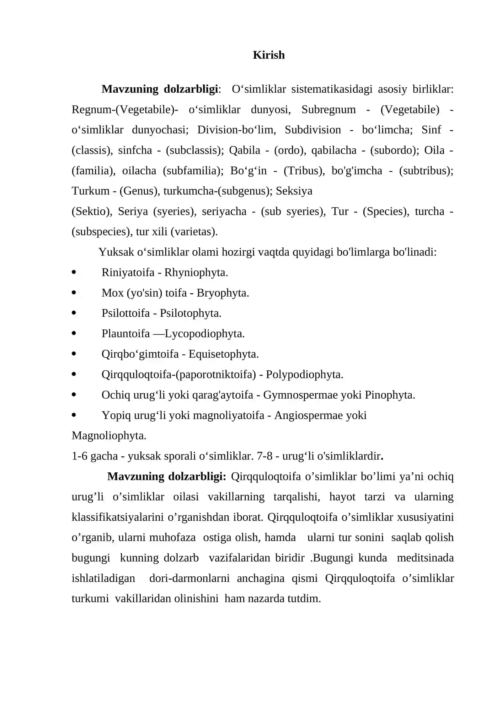 QIRQQULOQSIMONLAR SISTEMATIKASI VA EVOLYUTSION AHAMIYATI 2