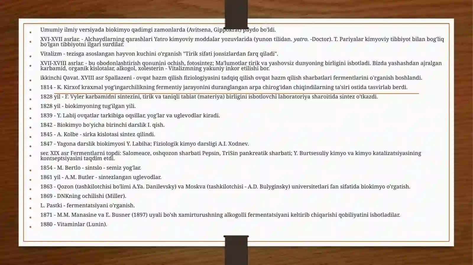 BIOKIMYO RIVOJLANISH TARIXI 2
