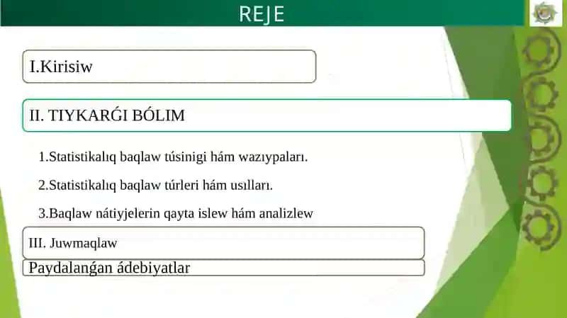 Statistikalıq baqlaw 2