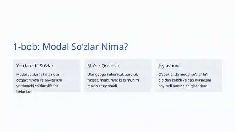 Modal Soʻzlar: Oʻzbek Tili Grammatikasi 2